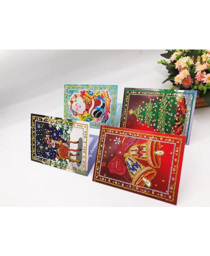 Diamond Painting Pakket 4 Prachtige Kerstkaarten - Inclusief enveloppen -  Gedeeltelijk - 13x18cm - SEOS Shop ®
