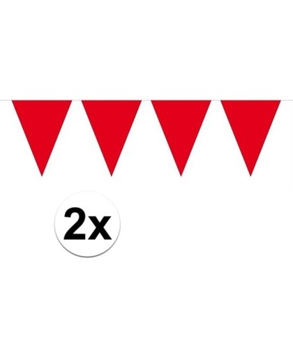 2x Mini vlaggenlijn / slinger - rood -  300 cm