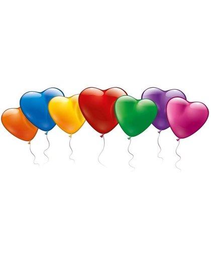 100x Gekleurde hartjes ballonnen