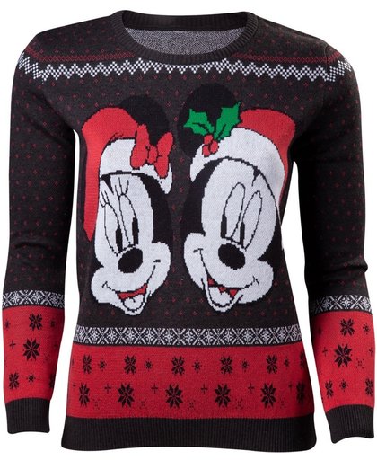 Difuzed Disney Kersttrui Mickey & Minnie Maat S - Zwart