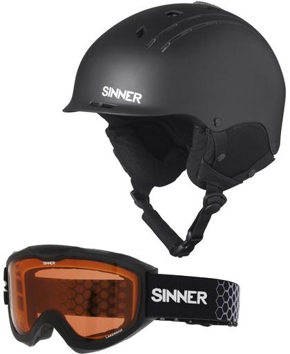 Sinner Combi-Pack ( Pincher + Lakeridge ) Unisex Skihelm & -bril - Matte Black - S/56 cm