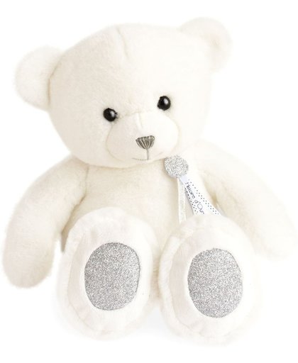 Witte beer met zilvere glitters, glitterbeer, beren knuffel, knuffelbeer, luxe knuffelbeer, Dou Dou et Compagnie, 40cm