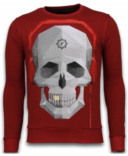 Local Fanatic Skull Beat - Rhinestone Sweater - Bordeaux - Maten: L