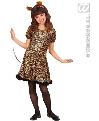 Leeuw & Tijger & Luipaard & Panter Kostuum | Luipaard Silky Leopard Kostuum Meisje | Maat 140 | Carnaval kostuum | Verkleedkleding
