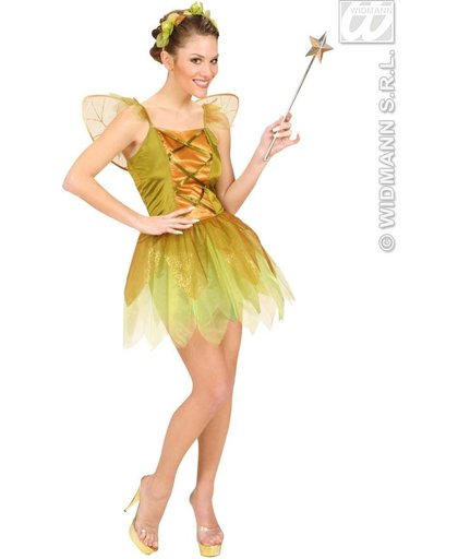 Elfen Feeen & Fantasy Kostuum | Betoverende Gouden Bosfee Kostuum Vrouw | Medium | Carnaval kostuum | Verkleedkleding