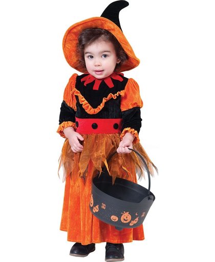 "Verkleedkostuum heks oranje voor meisjes Halloween outfit - Kinderkostuums - 98/104"