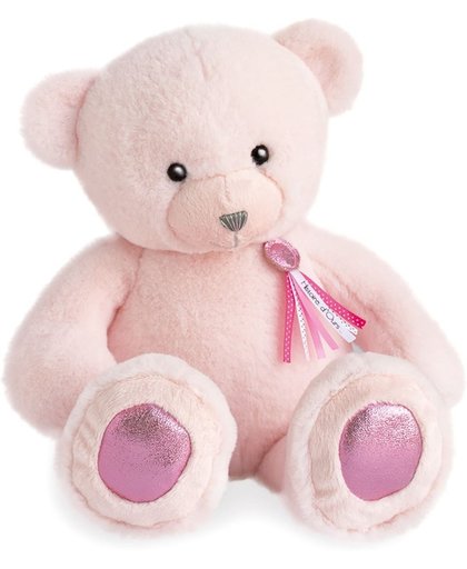 Roze beren knuffel, knuffel van beer roze, luxe beer, Dou Dou et Compagnie, 40 cm