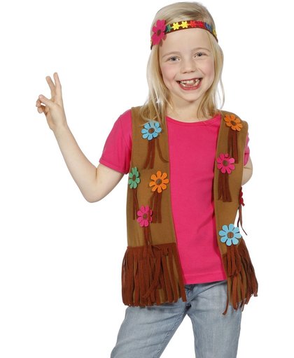 Bloemen hippie gilet en hoofdband voor kinderen - Verkleedkleding