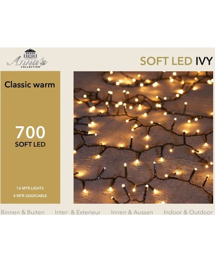 Soft LED classic ivy 700 lampjes 16m 4m aanloopsnoer zwart ip44