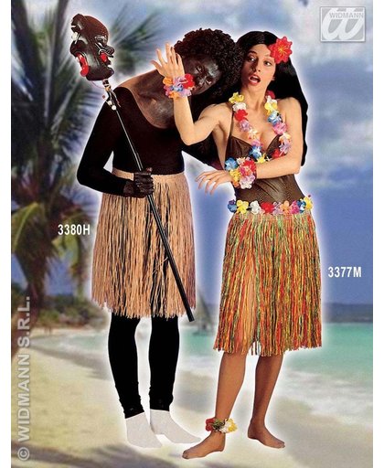 Hawaii & Carribean & Tropisch Kostuum | Hawaiirokje Stro Meerkleurig 55 Centimeter Kostuum | One Size | Carnaval kostuum | Verkleedkleding