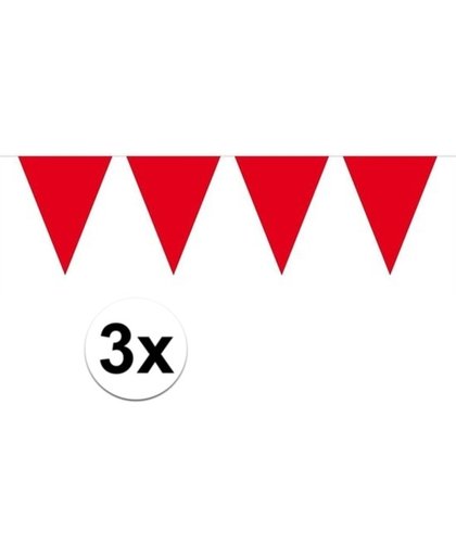 3x Mini vlaggenlijn / slinger - rood -  300 cm