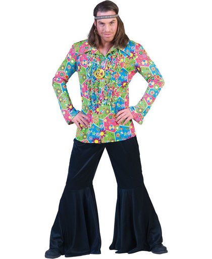 Hippie Kostuum | Flower Funk Hippie Shirt | Maat 56-58 | Carnaval kostuum | Verkleedkleding