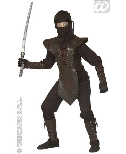 Ninja & Samurai Kostuum | Zwarte Ninja Assault Kostuum Jongen | Maat 128 | Carnaval kostuum | Verkleedkleding