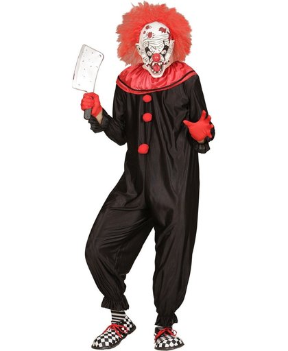 Monster & Griezel Kostuum | Zwart Rood Horror Killer Clown | Man | Large | Halloween | Verkleedkleding