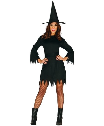 Halloween - Zwart heksen kostuum budget voor dames 42-44 (L/XL)