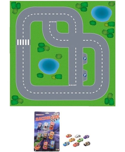 Speelgoed stratenplan wegplaten dorpje set karton met auto speelsetje - Kartonnen DIY wegen speelkleed