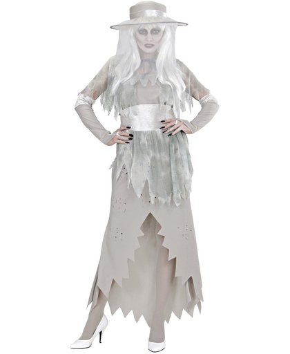 Spook & Skelet Kostuum | Spookachtige Dame Witte Horror Dame | Vrouw | XL | Halloween | Verkleedkleding