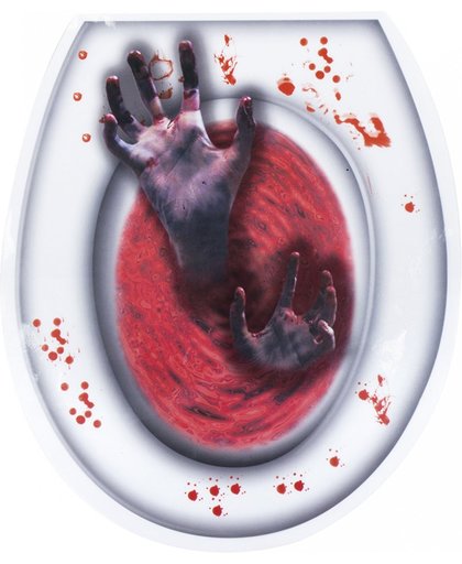 Bloederige handen wc sticker - Feestdecoratievoorwerp