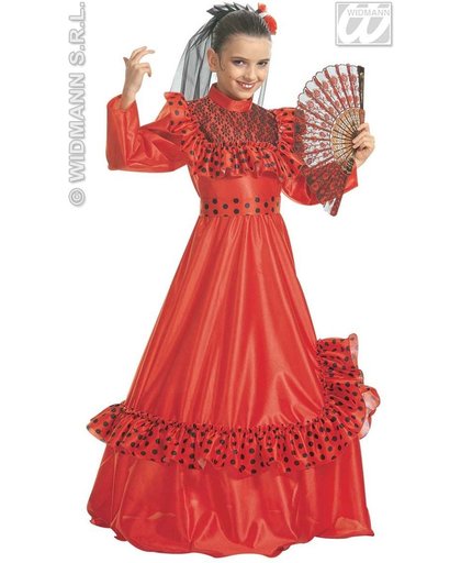 Spaans & Mexicaans Kostuum | Spaans Meisje Ballerina Kostuum | Maat 140 | Carnaval kostuum | Verkleedkleding