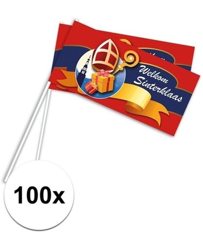 100 x Welkom Sinterklaas zwaaivlaggetjes - Sinterklaas vlaggetjes