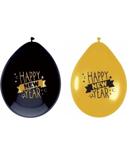 Luxe ballonnen Happy New Year 6 stuks - Oud en Nieuw ballonnen
