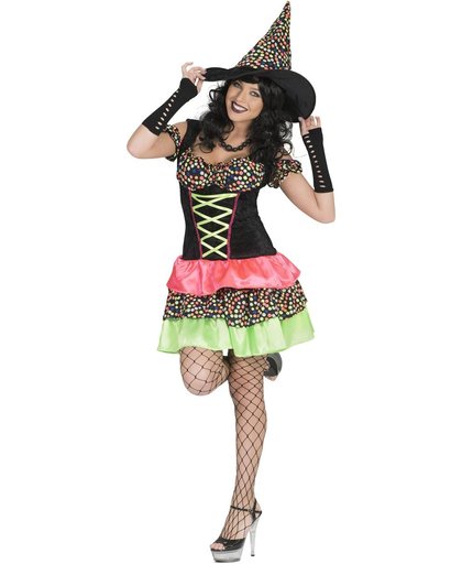 Heks & Spider Lady & Voodoo & Duistere Religie Kostuum | Kleurige Heks Antonella | Vrouw | Maat 44-46 | Halloween | Verkleedkleding