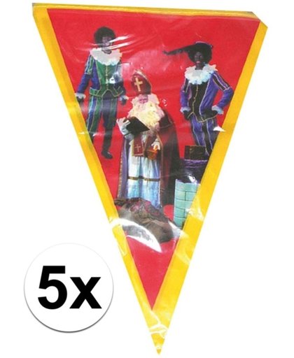 5x Vlaggenlijn Sinterklaas Sint en Piet - 5 meter - slingers
