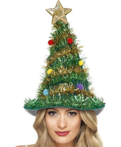 Versierde Kerstboom hoed voor volwassenen - Verkleedhoofddeksel