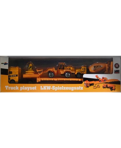 Truck Playset - Speelgoed - Truck Zwart+Auto's+Oplegger