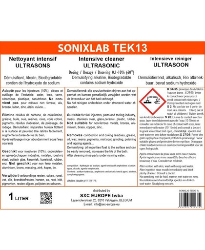 Sonixlab TEK13 intensieve alkalische ultrasoon vloeistof (injectoren) - 1 liter