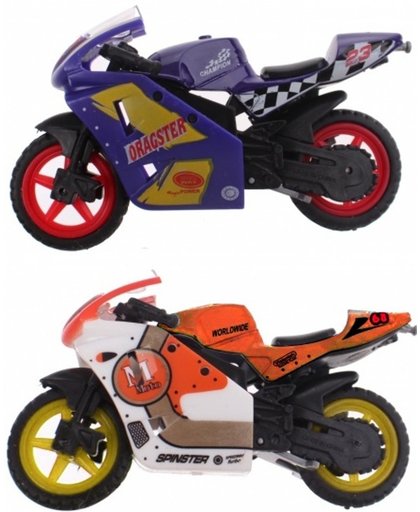 Toi-toys Die Cast Races Motors 2 Stuks 9 Cm Paars/rood