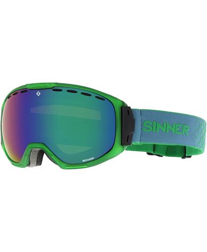 Sinner Mohawk Unisex Skibril - Green Transparent - Dbl Fll Grn Mrr Vnt + Dbl Orng Vnt
