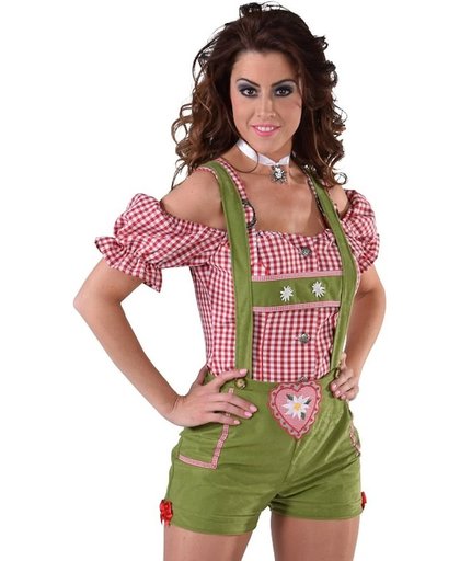 Tiroler broek - Groene lederhosen met bretels | Oktoberfest kleding maat 32-34 ( XS )