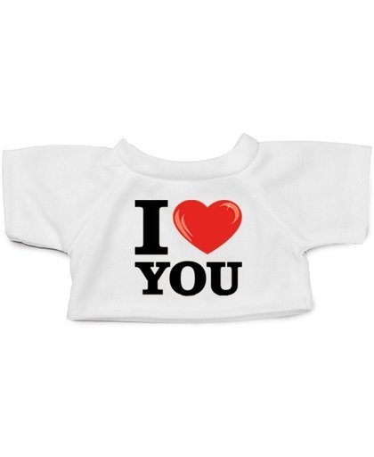 Knuffel kleding I love you t-shirt  wit M voor Clothies knuffels