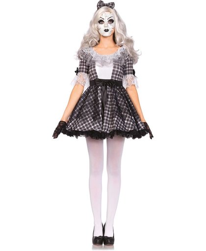 Pretty Porcelain korte Doll jurk kostuum met haarband en masker zwart/wit - kostuum Party Halloween - L - Leg Avenue