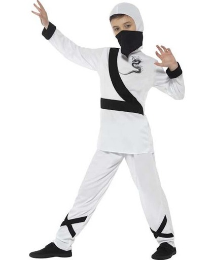 Wit ninja kostuum voor jongens - Verkleedkleding - Maat 104/116