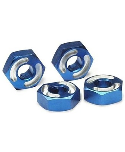 Wheel hubs, hex, 6061-T6 aluminum (blue) (4)/ axle pins (2.5