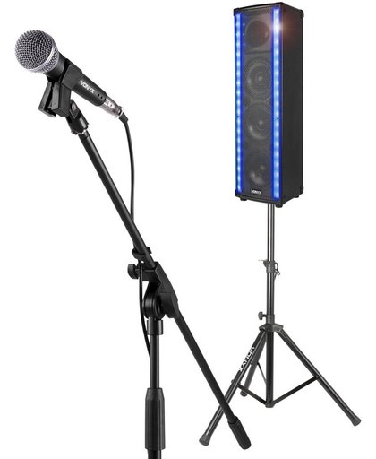 Vonyx Karaokeset met de Vonyx LM80 LightMotion Bluetooth speaker op standaard