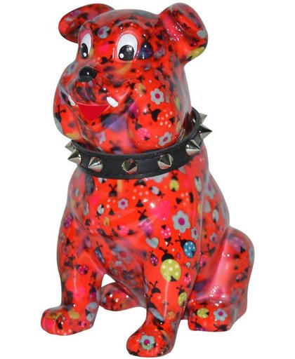 Pomme Pidou spaarpot bulldog Buddy - Rood met lieveheersbeestjes