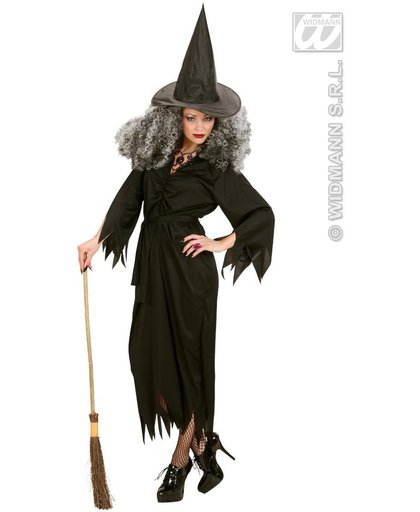 Heks & Spider Lady & Voodoo & Duistere Religie Kostuum | Theatrale Zwarte Heks Kostuum Vrouw | Large | Halloween | Verkleedkleding