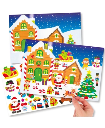 Stickersets 'Werkplaats van de Kerstman'. Leuke knutselsets voor kerst voor jongens en meisjes (4 stuks per verpakking)