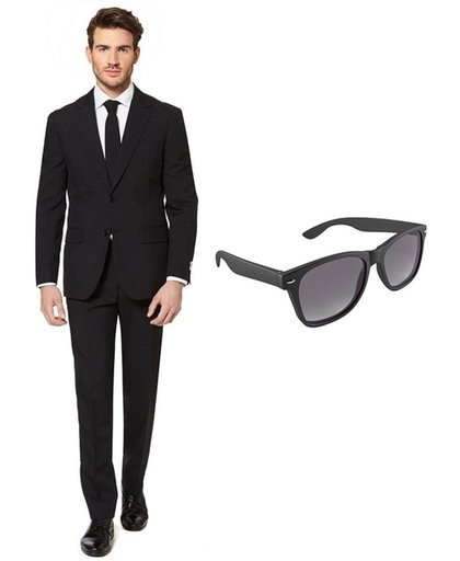 Zwart heren kostuum / pak - maat 46 (S) met gratis zonnebril