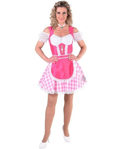 Roze korte dirndl, Beiers jurkje voor Oktoberfest - Verkleedkleding dames maat 46/48 (XL)
