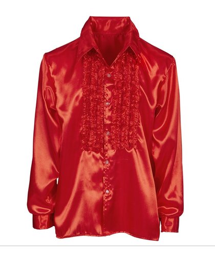 Jaren 80 & 90 Kostuum | Lekker Foute Rouchenblouse Rood Man | Medium / Large | Carnaval kostuum | Verkleedkleding