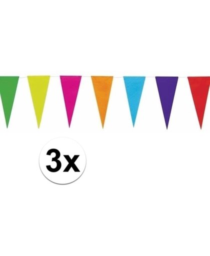 3x Gekleurde vlaggenlijn van papier 10 mtr