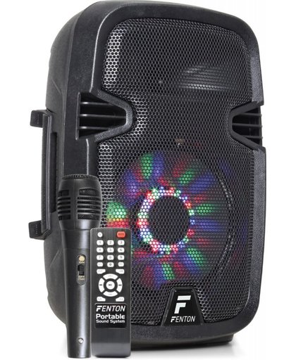 Fenton FT8LED mobiele bluetooth speaker 300W met microfoon en LED lichteffect. Overal te gebruiken door ingebouwde accu.