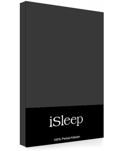 iSleep Perkal Split-Topper Hoeslaken - Litsjumeaux - 180x210 cm - Antraciet