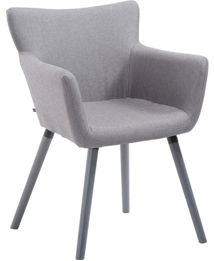 Clp Bezoekersstoel ANTWERPEN -  eetkamerstoel met armleuning en beukehouten onderstel, belastbaar tot 160 kg, stof - grijs grijs