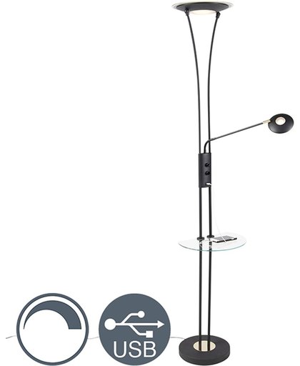 QAZQA Sevilla - Vloerlamp met flexarm - 1 lichts - H 1800 mm - Zwart