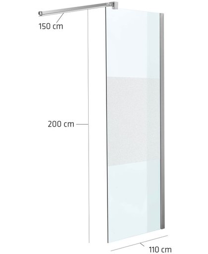 Clp SQUARE - Roestvrijstalen douchewand - NANO-glas - semi-matglazen 110 x 200 x 150 cm